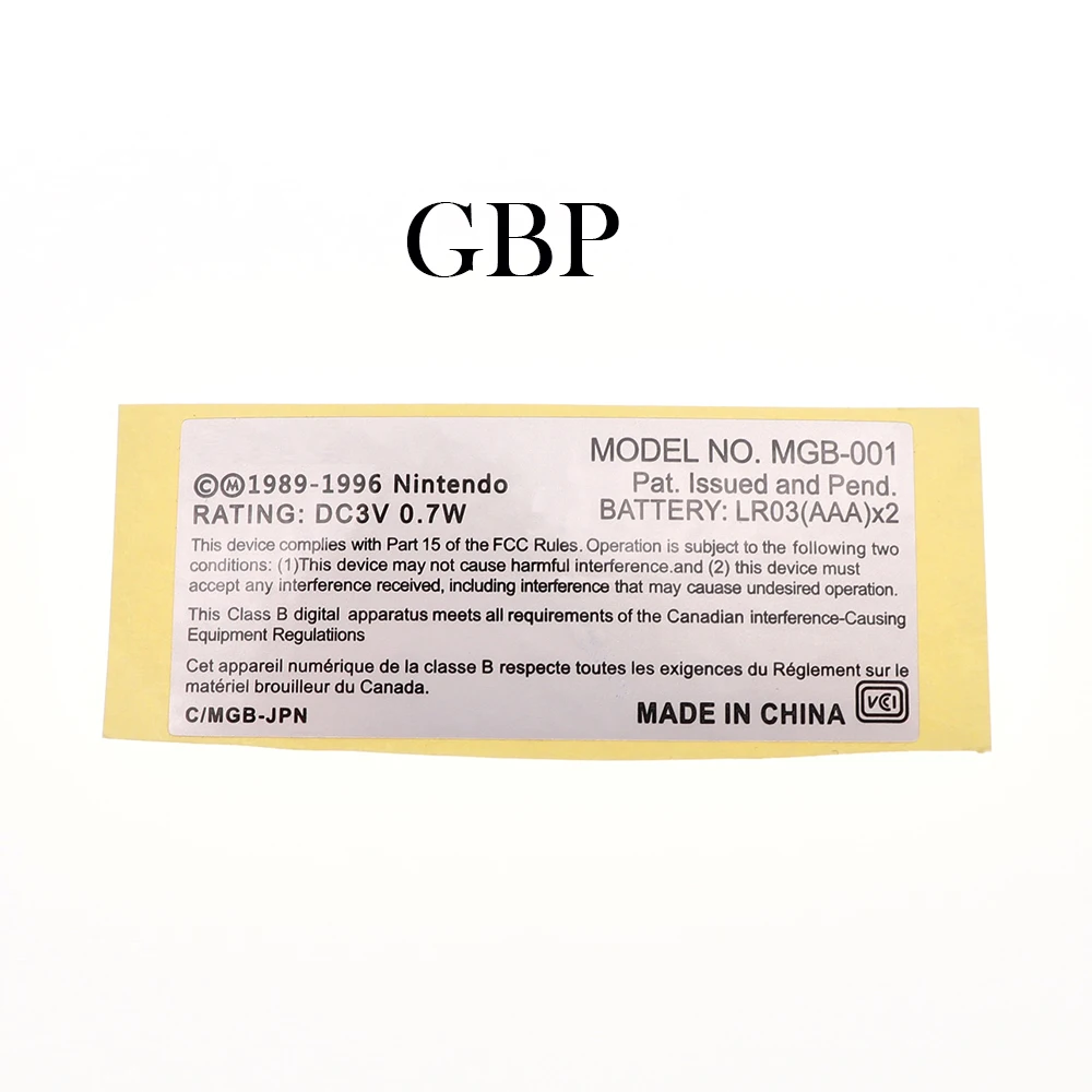 TingDong 1PCS For GBA/ GBA SP/ GBC Game Console New Lables Back Stickers replacement for Gameboy Advance/ SP/ Color