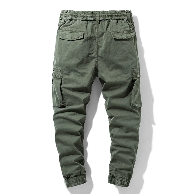 Pantalones Cargo de algodón para hombre, ropa informal a la moda, cintura elástica, Tipo Cargo, primavera, 2024