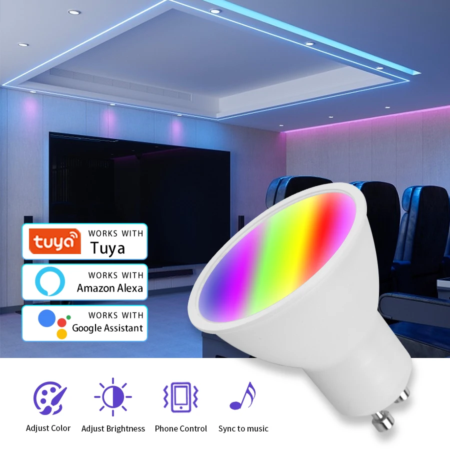 GU10 WiFi Led Light Bulb Tuya Smart Home Led Lamp 5W 7W 9W Led Bulb RGB CW WW Spotlight Dimmable For Home Google Assistant Alexa