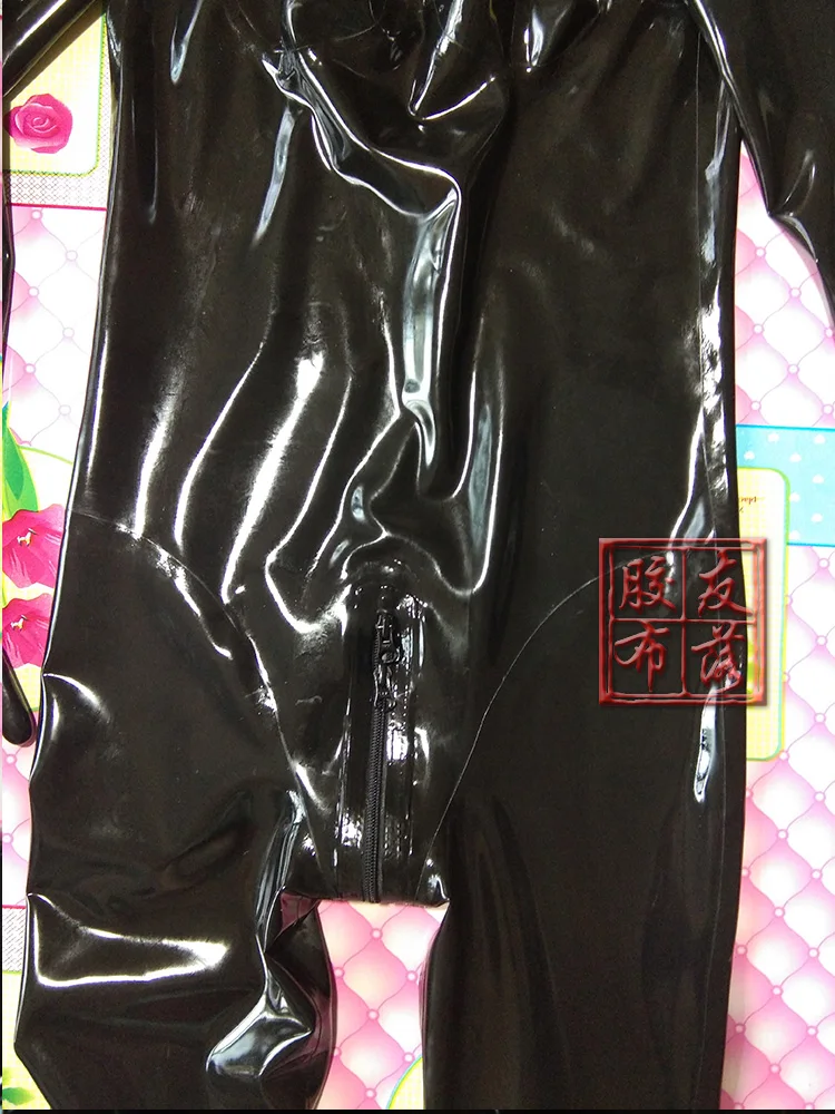 LATEX CATSUIT FULL COVER LATEX BODYSUIT ZIP HIDDEN TWO CONDOM CUSTOM MADE