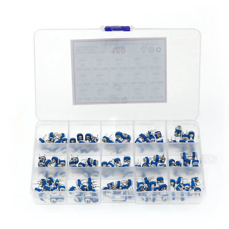 150pcs 15 Values 10 Each Trimming Potentiometer RM-065 Adjustment 100ohm-1M RM065 Variable Resistors Assorted Kit