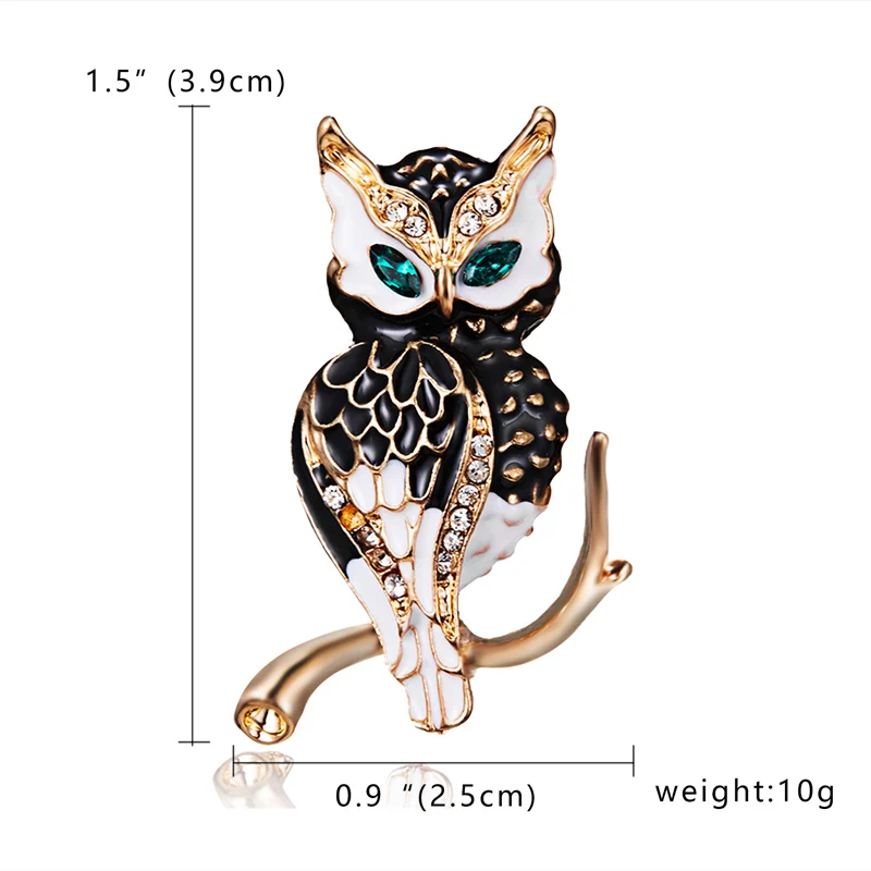 Rinhoo Vivid Cute Owl Brooches Pins For Women Men Enamel Bird Branch Fashion Coat Dress Lapel Pins Unisex Party Jewelry Gifts