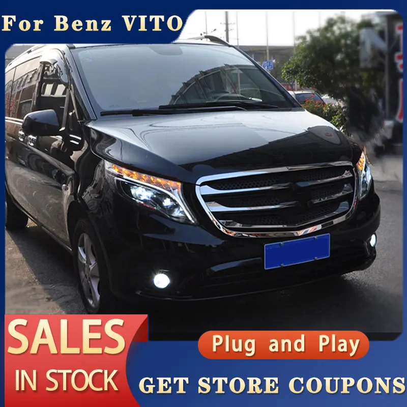 For Benz VITO LED Head lights 2013-2019 DRL Daytime Running Lights Head Lamp LED Bi Xenon Bulb Fog Lights Tuning Car Accessories