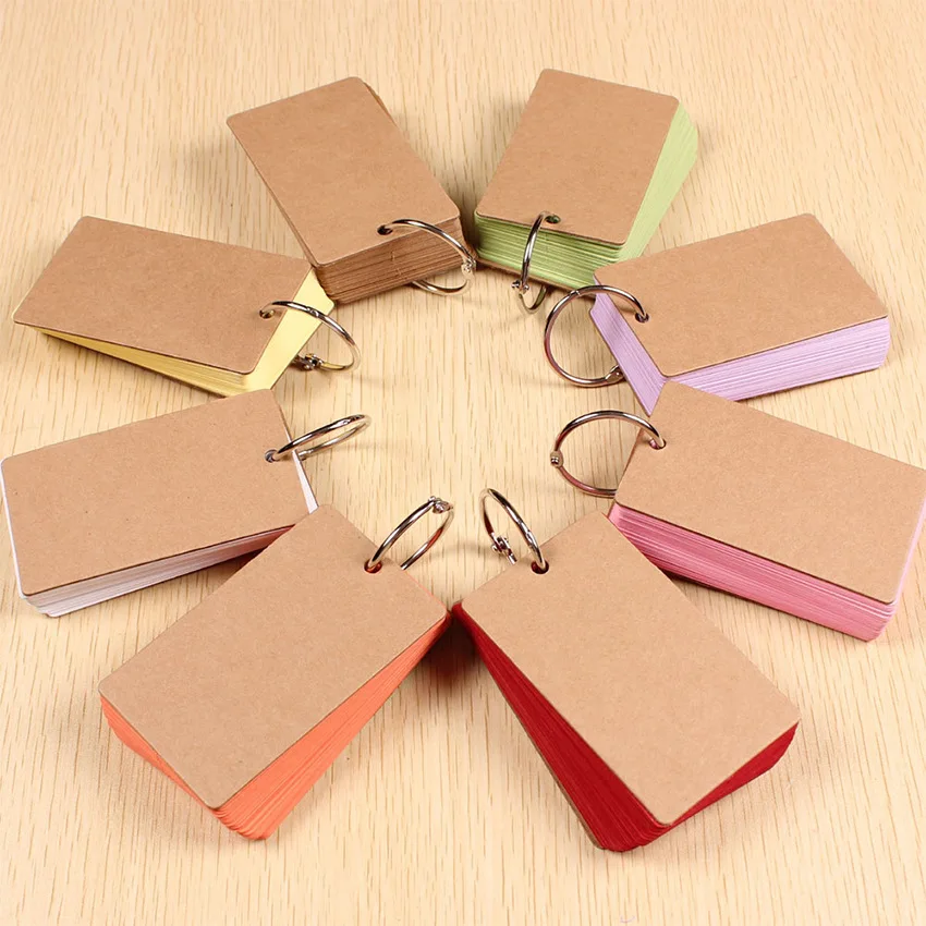 50 Iron Rings, Blank White Cards, Color Words, Word Cards, Sticky Notes, Pinyin Cards and Arithmetic Cards Office Accessories