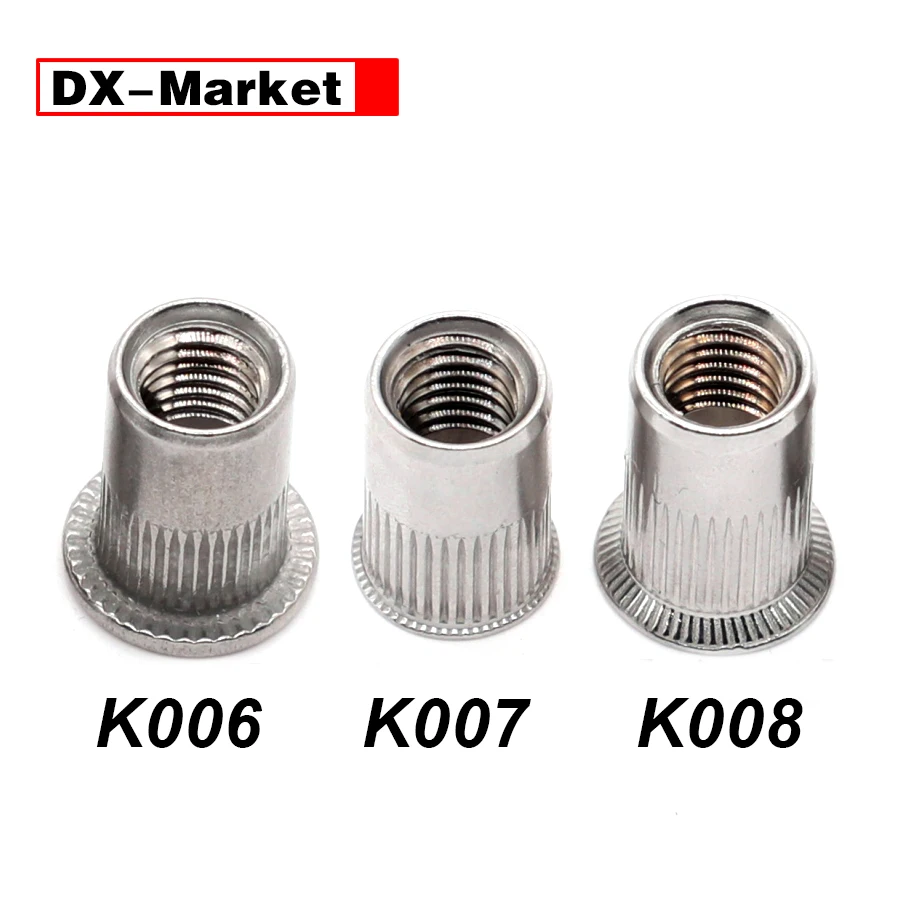 _ Заклепочная гайка, большая режущая головка, заклепочная гайка, резьбовые вставки из нержавеющей стали 304, заклепочные гайки с большой головкой, K008