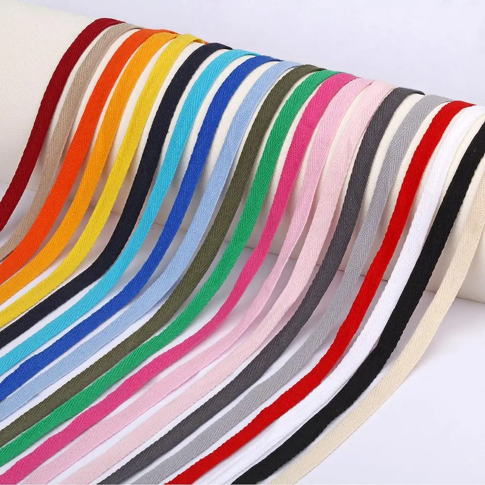 10mm Cotton Webbing Polyester Ribbon Herring Bonebinding Tape Lace Trimming for Packing Shoes Clothing Craft Accessories 5m/lot