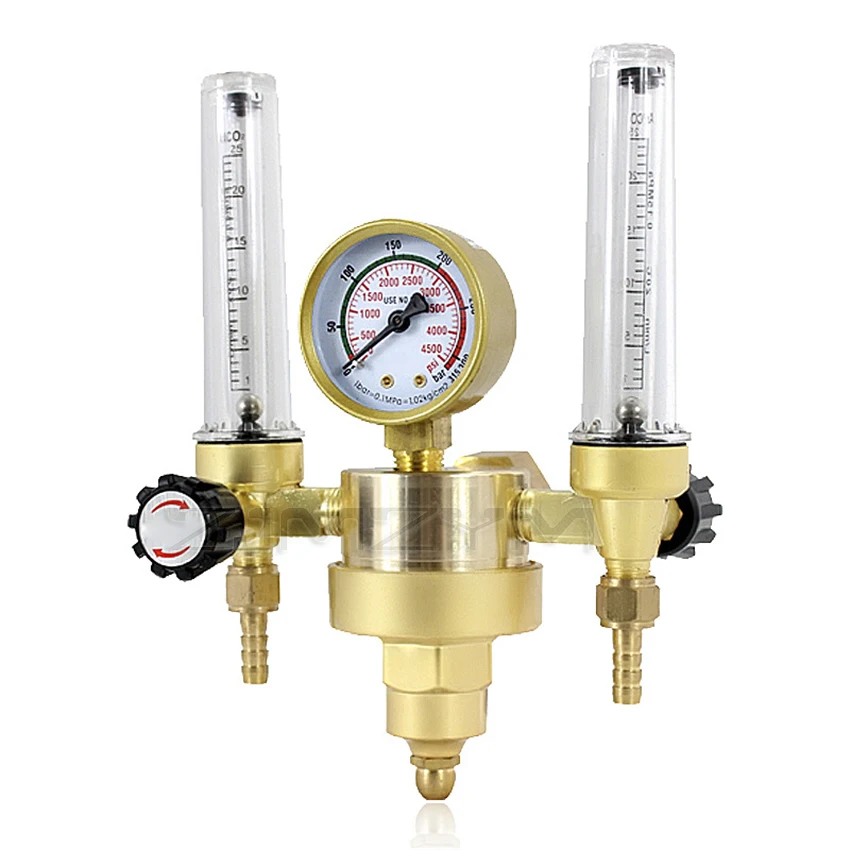 OBC-328 Argon Regulator Gas Pressure Reducing Valve Double Tube Flowmeter Welding Gas Regulator Argon Pressure Reducer 0-25LPM