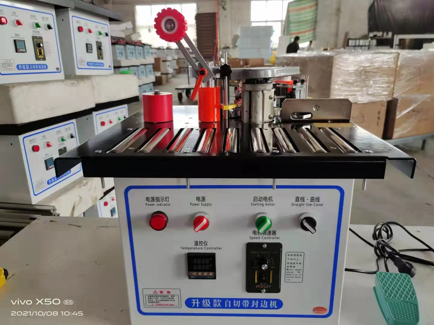 Woodworking edge banding machine speed control Double cylinder mini manual woodworking cutting pvc bending straight edge machine