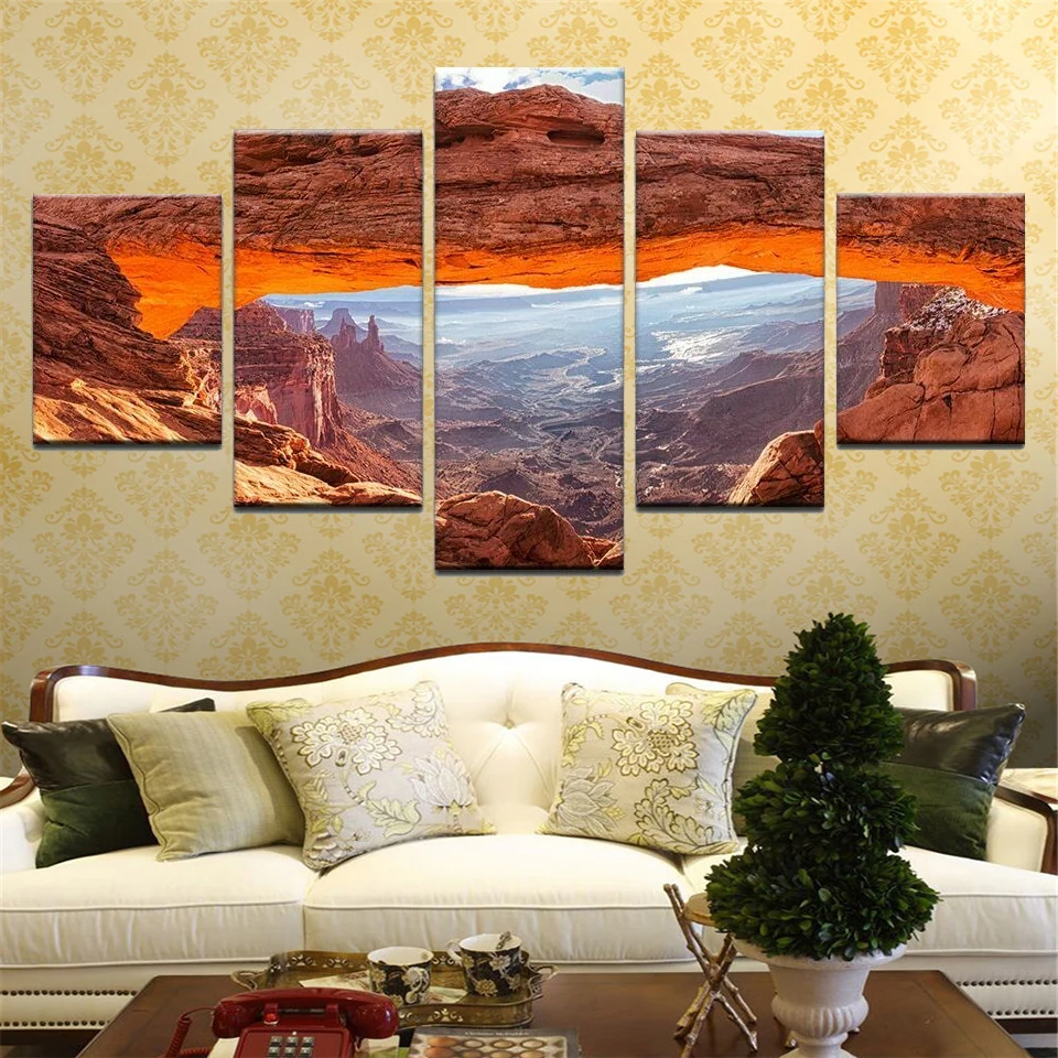 

Wall Canvas Art Paintings 5 Pieces Mountains Cliff Landscape Poster Prints Home Modular Decor Pictures Bedroom Decoration