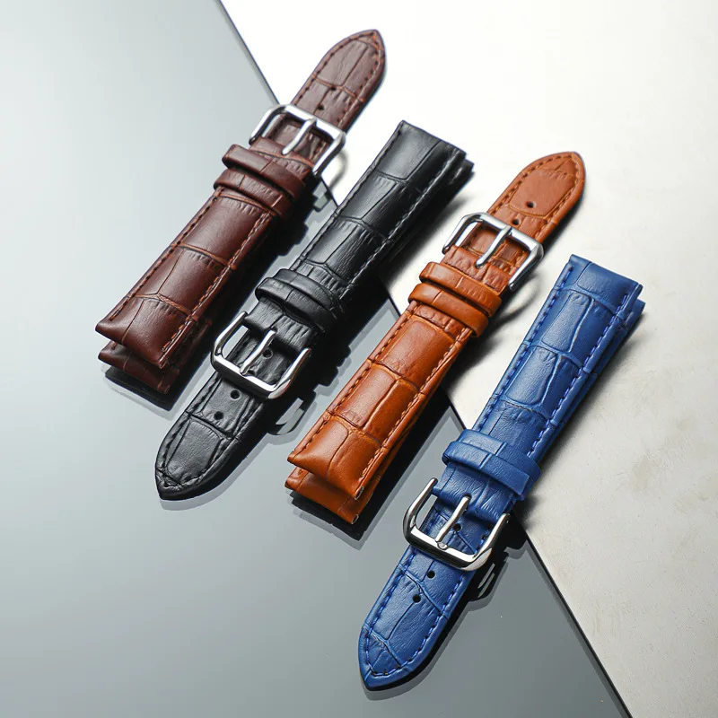 Embossed Design Genuine Leather Watch Strap 14mm 16mm 18mm 20mm 22mm Watchband Business Straps Bracelets Watch Accessories