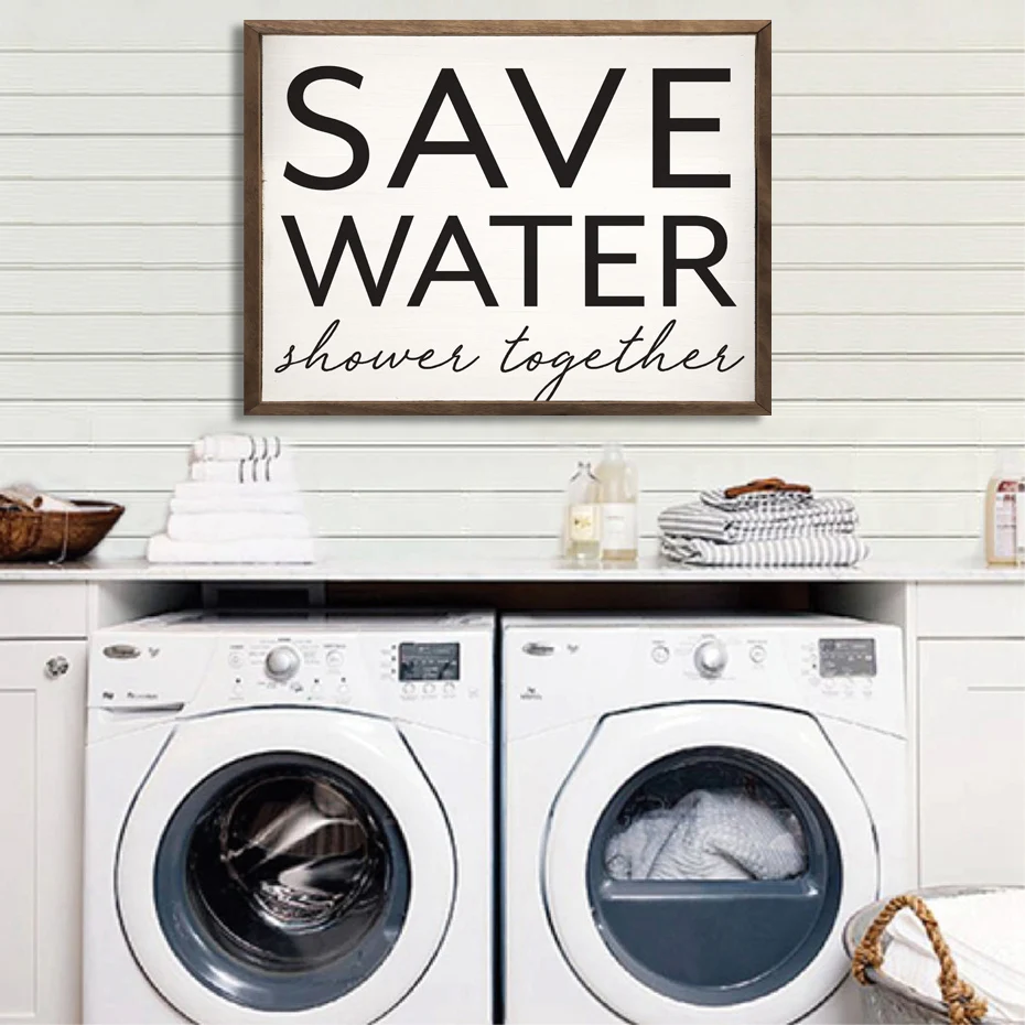 Home Wall Decoration HD Prints Pictures Nordic Style Save Water Instructions Modular Painting Canvas Artwork Laundry Room Poster