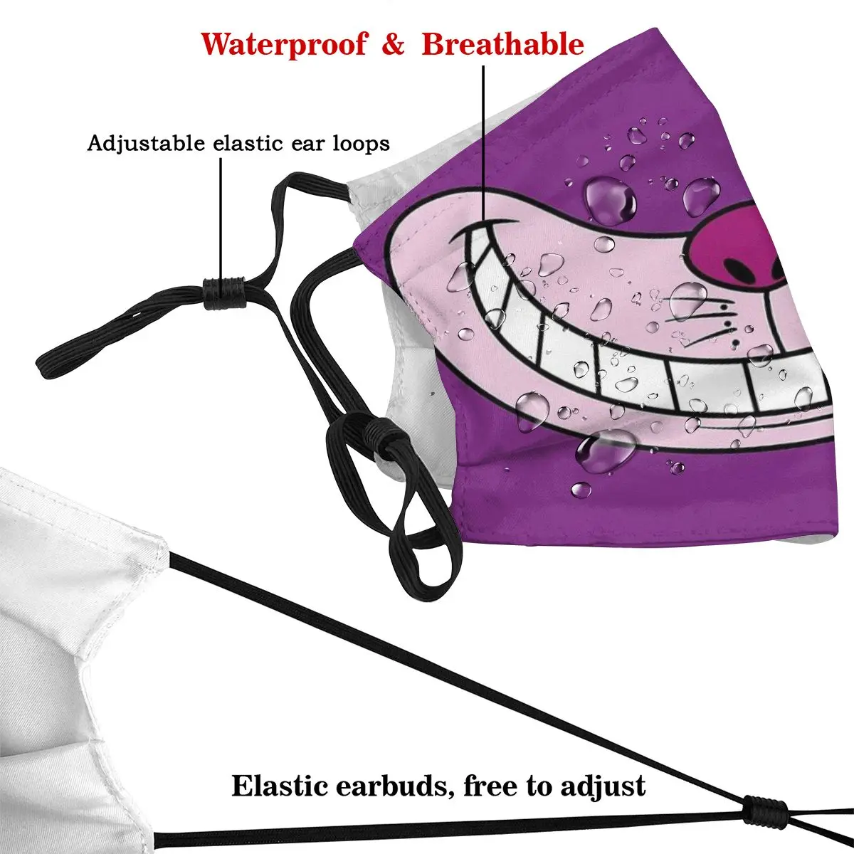 دمية القط قابل للغسل الفم قناع شيشاير القط أليس مغامرة في بلاد العجائب قابلة لإعادة الاستخدام أقنعة الوجه مع مرشحات مكافحة الضباب قناع