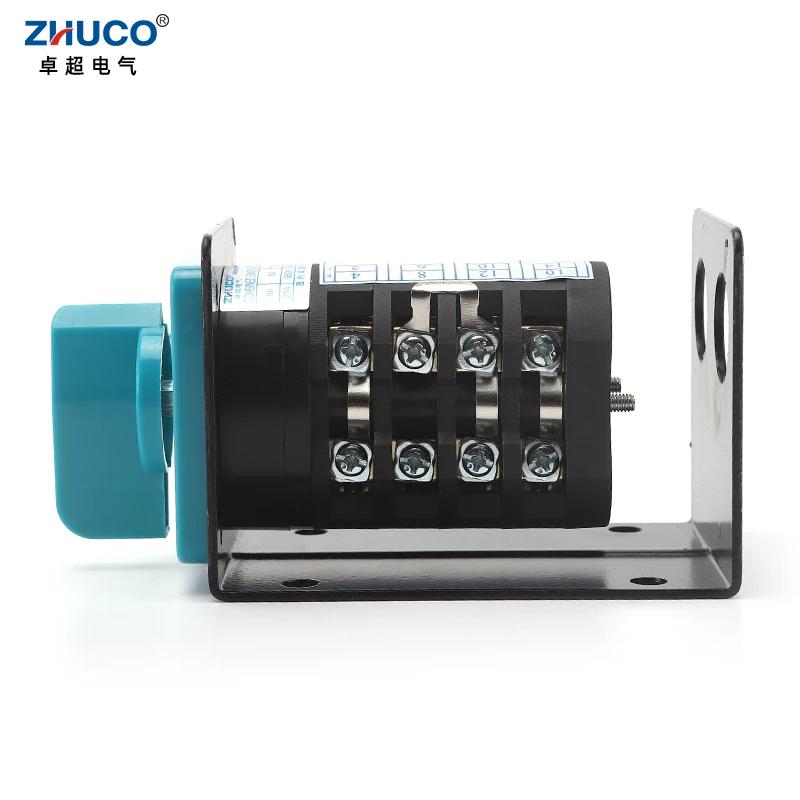 ZHUCO HZ5D-20/4 M08C 20A Two-Speed Motor Switch Three Position Four Poles Universal Changeover Rotary Cam Switch With Iron Shell