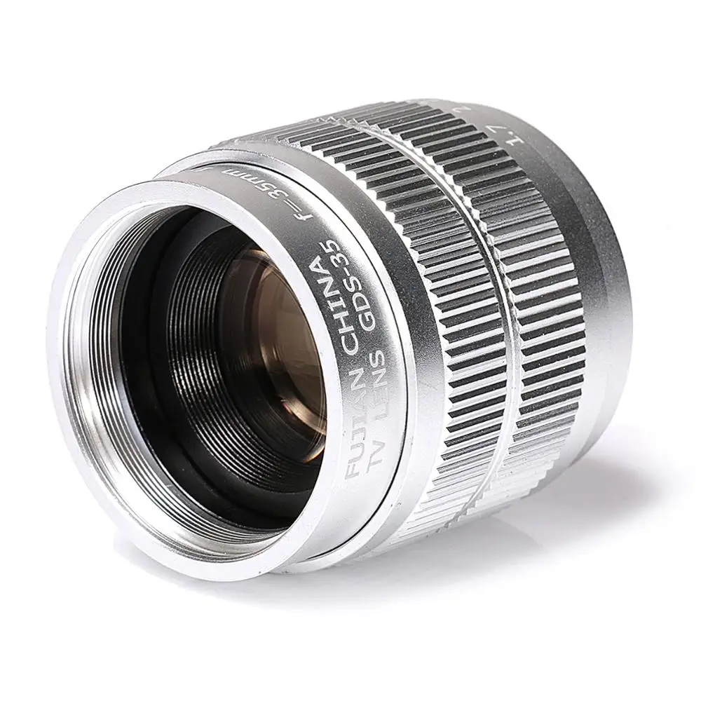 Silver  35mm f/1.7 APS-C CCTV Lens+5 adapter ring+2 Macro Ring for NEX FX M4/3 NIKON1 EOSM Mirroless Camera