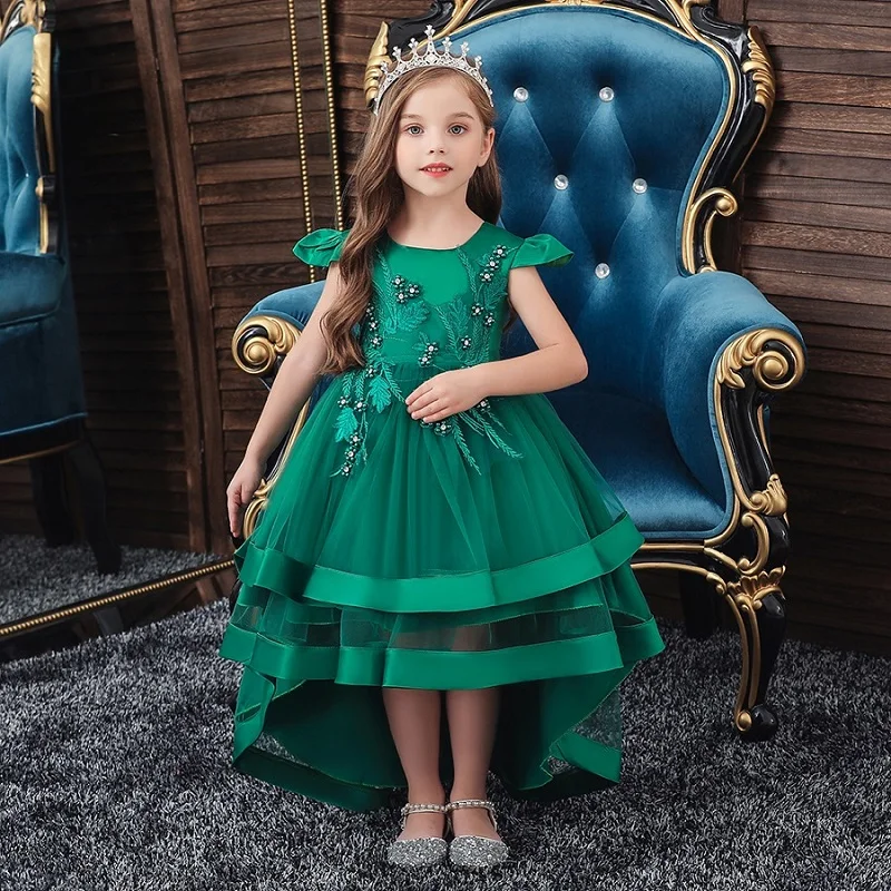 Esmoquin bordado con Calcomanía para niña, esmoquin con bordado de comida santa para dama de honor, fiesta de cumpleaños, Navidad y graduación