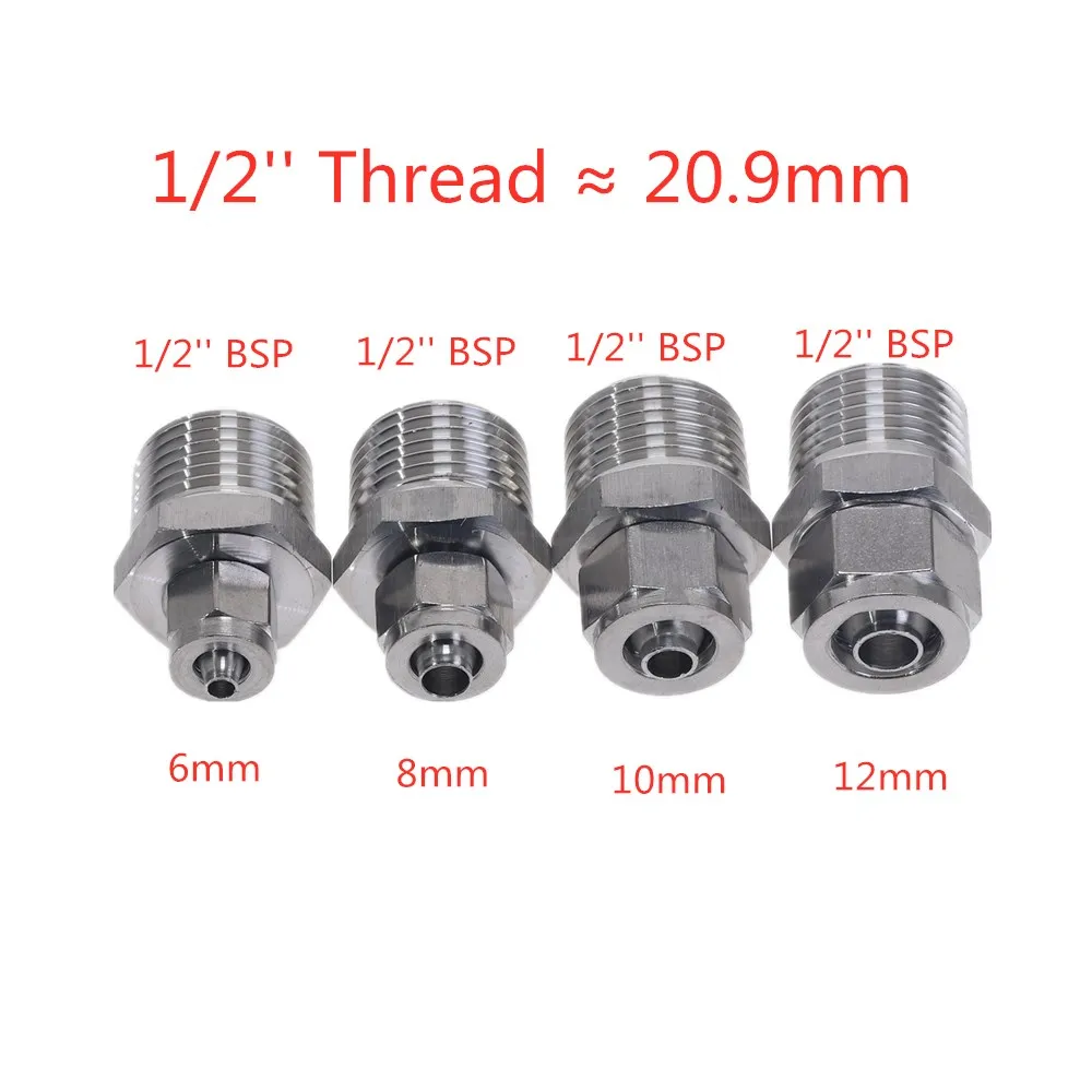 1pc Quick connectors Tube Pipe Fittings Threaded Male Connector Stainless Steel SS 304 1/8\'\' 1/4\'\' 3/8\'\' 1/4\'\' BSP Thread