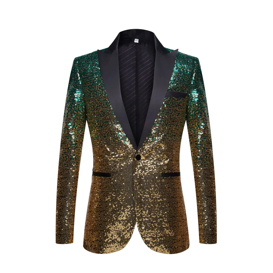Men Gradient Sequin Golden Gray Blazer For Groom Wedding Evening Party Host Male Singer Bar Nightclub Glitter Coat Stage Costume image 4