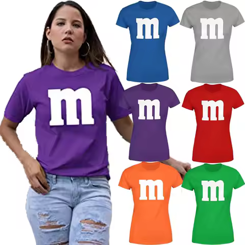 Letter M Halloween Costumes T-Shirt | Funny Cool Graphic Tee Idea | Shirts for Women Ropa Plus Size Mujer