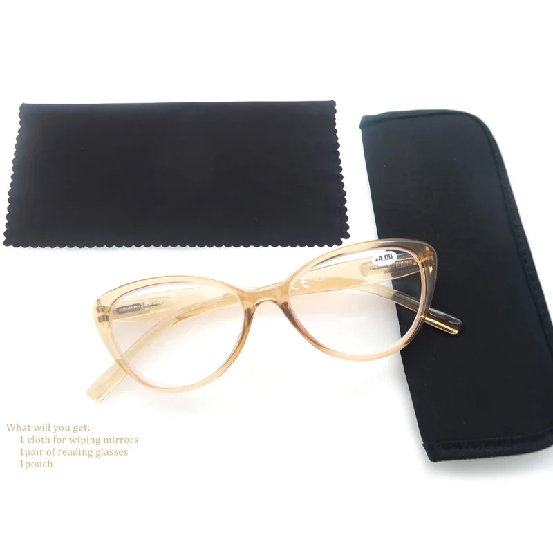 Women Reading Glasses Classic Oval Cat Eye Frame Female Readers Eyeglasses Comfortable Spring Hinge for Female with Diopter