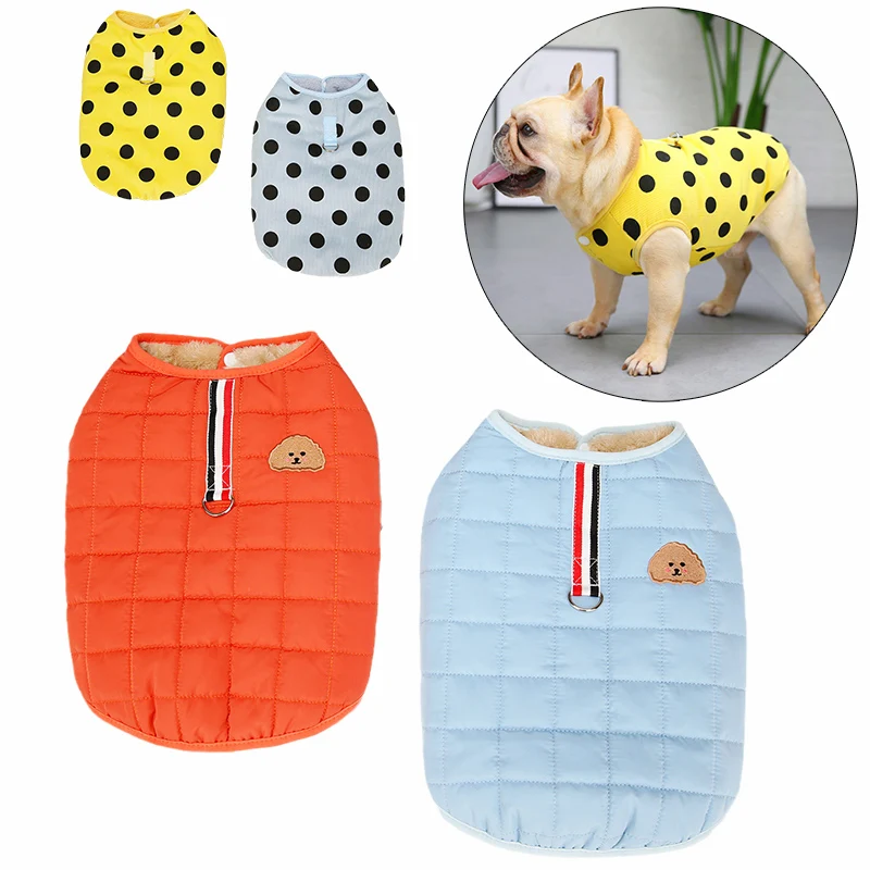 

Warm Thicken French Bulldog Pet Jacket Vest with Ring Winter Dog Clothes for Small Medium Dogs Pug Coat mascotas Clothing Outfit