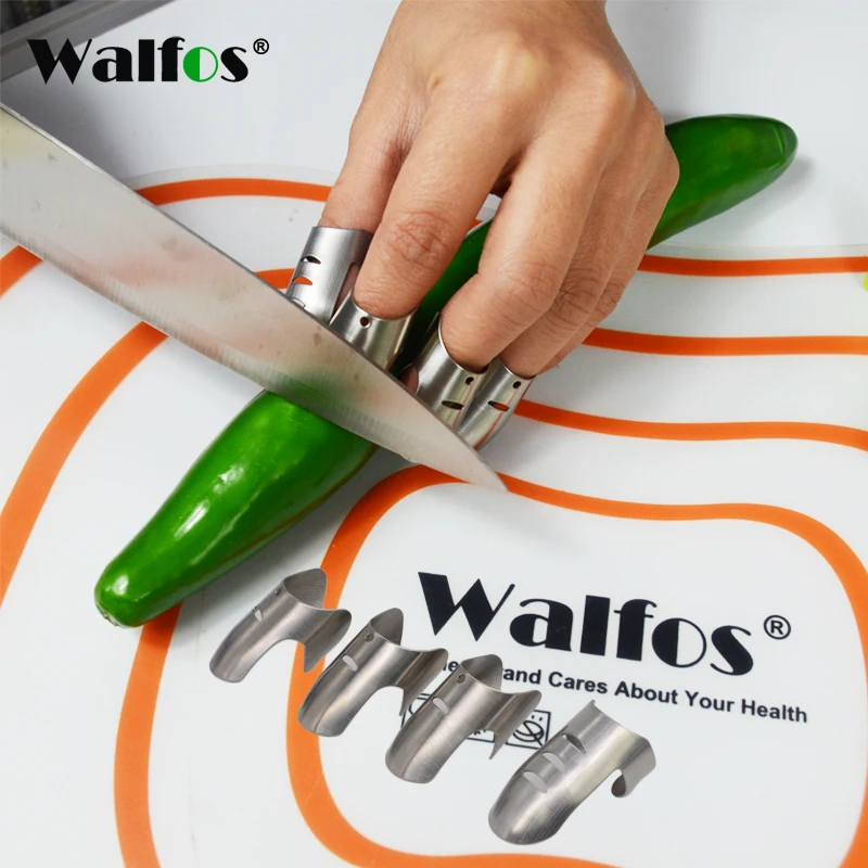 

WALFOS 4pcs/set Adjustable Stainless Steel Finger Hand Guard Finger Protector Knife Slice Chop Safe Slice Cooking Tools