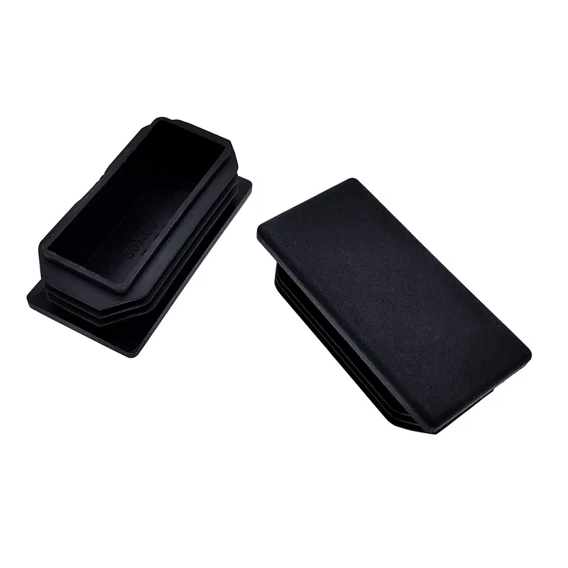 2Pcs Steel Plastic rectangular pipe plug Furniture Leg plug Anti Slip Feet Protector Pad tube cap plug cap Black image 4