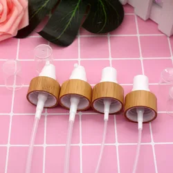 Eco Friendly Spray Emulsion Pump Bamboo Cover 20/24 Caliber Cosmetic PET Plastic Glass Bottle Cap Lid