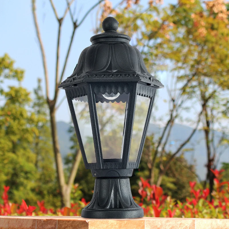 

New Italian Design Hexagonal Column Landscape Lamp Outdoor Courtyard Fence Wall Light Villa Corridor Walkway Chapiter Lamp