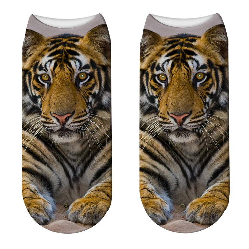 Animal Funny Tiger 3D Printed cute cotton Low Ankle socks for women Outdoor Sports Summer casual harajuku short socks 8 styles