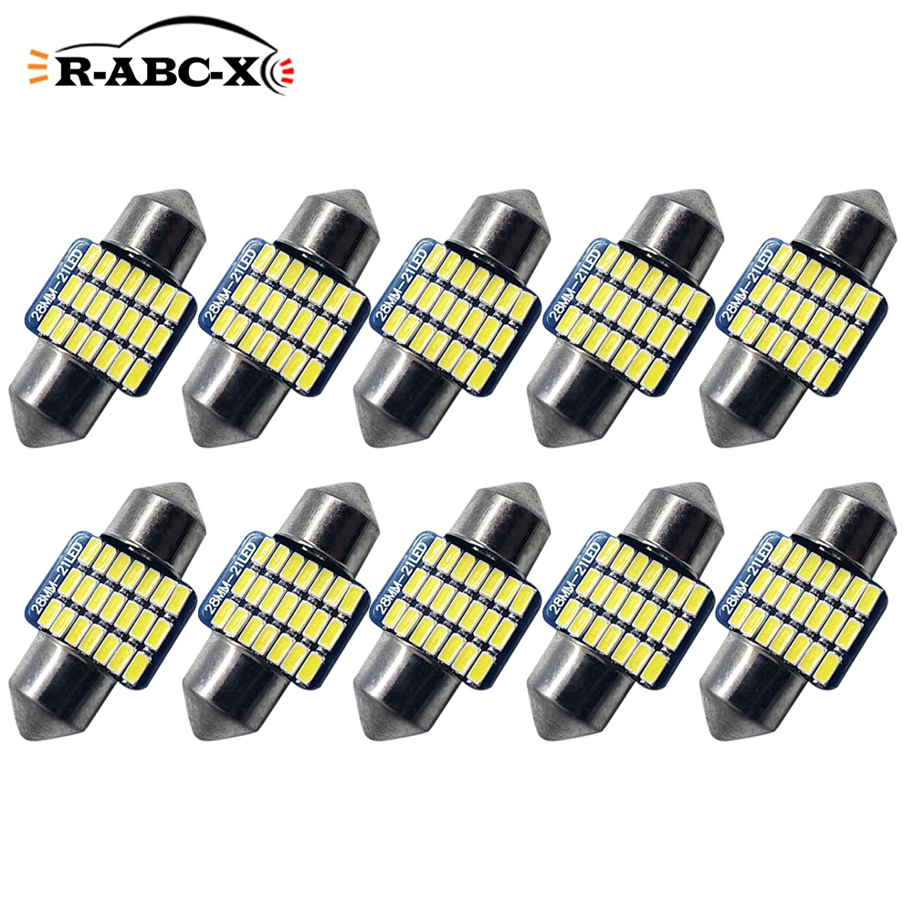 RUIANDSION Wholesale 10Pcs 28mm Festoon Bulb Canbus LED Car Dome Light 12V For Nissan 3014SMD 6000K Ice Blue Purple C5W 600Lm