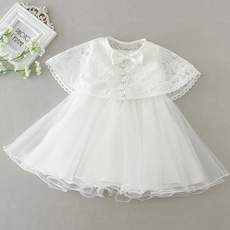 2024 New Summer 0-24M Infant Baby Girls White Lace Princess Dress Baptism Dresses Baby Birthday Wedding Party Evening Dress