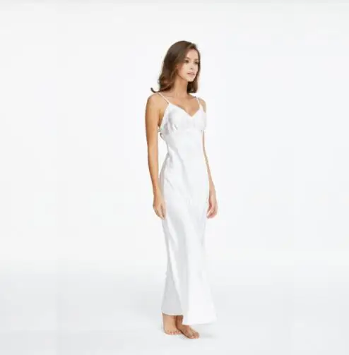 Camicie Da Notte di pizzo Con Scollo A V Sleepdress Bianco Caviglia-alta Indumenti Da Letto Delle Donne Della Cinghia di Spaghetti Camicia Da Notte