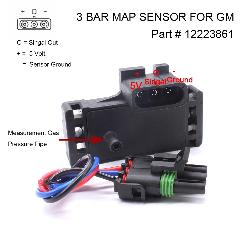 5PCS 3 Bar 3BAR MAP Manifold Absolute Pressure Sensor For GM Cadillac Chevrolet Pontiac Buick 12223861 16040749 23528418 650652