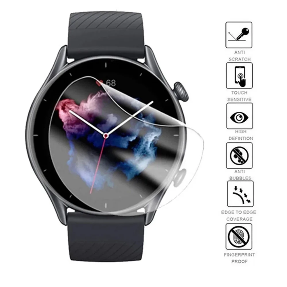 Película protectora para Amazfit GTS 3 / Amazfit GTR 3 Pro, de cobertura Protector de pantalla completa, transparente, suave, hidráulico, sin burbujas, 8 unids/lote