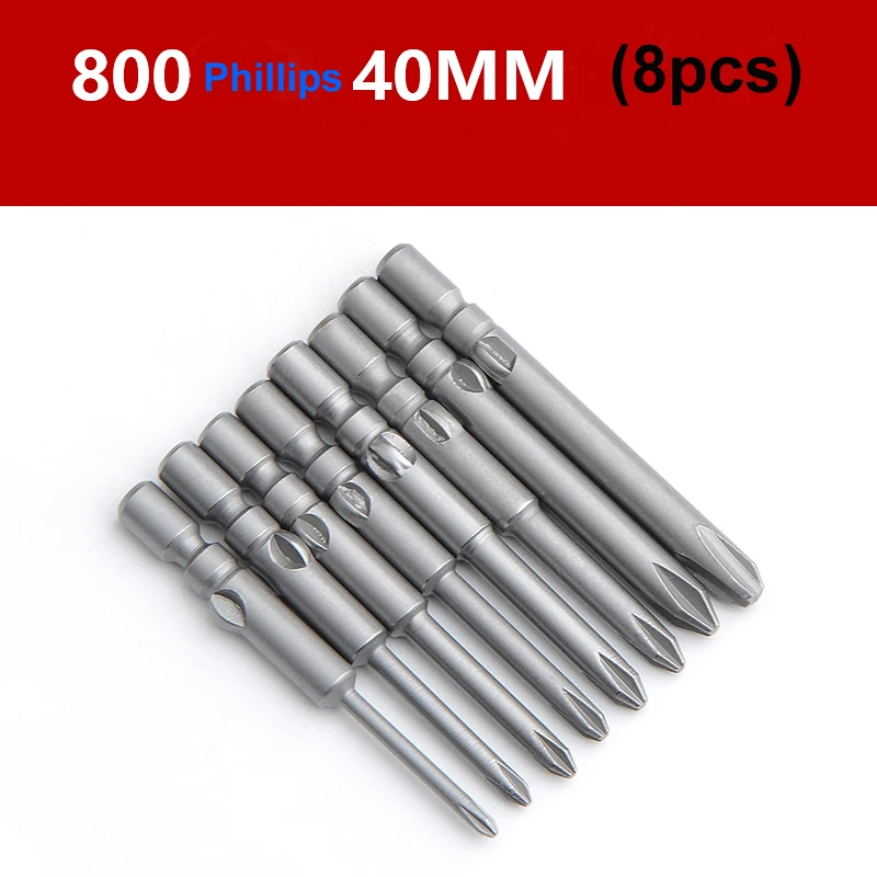 8pcs/set 800 4mm Round Shank Magnetic Phillips Cross Screwdriver Bit Electric Screw driver bits set PH00 PH0 PH1 PH2 40mm Length