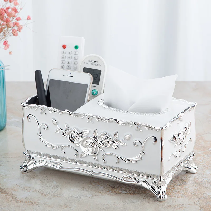 

European-style luxury creative fashion pumping box high-end net red desktop coffee table storage tissue box desktop decoration