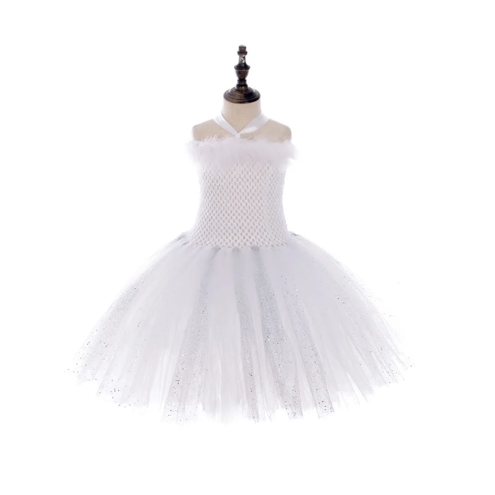 1set/lot White Sparkle Girl Feather Angel Birthday Party Tutu Dress Kids Christmas Angel Party Cosplay Costume with Wings(good)