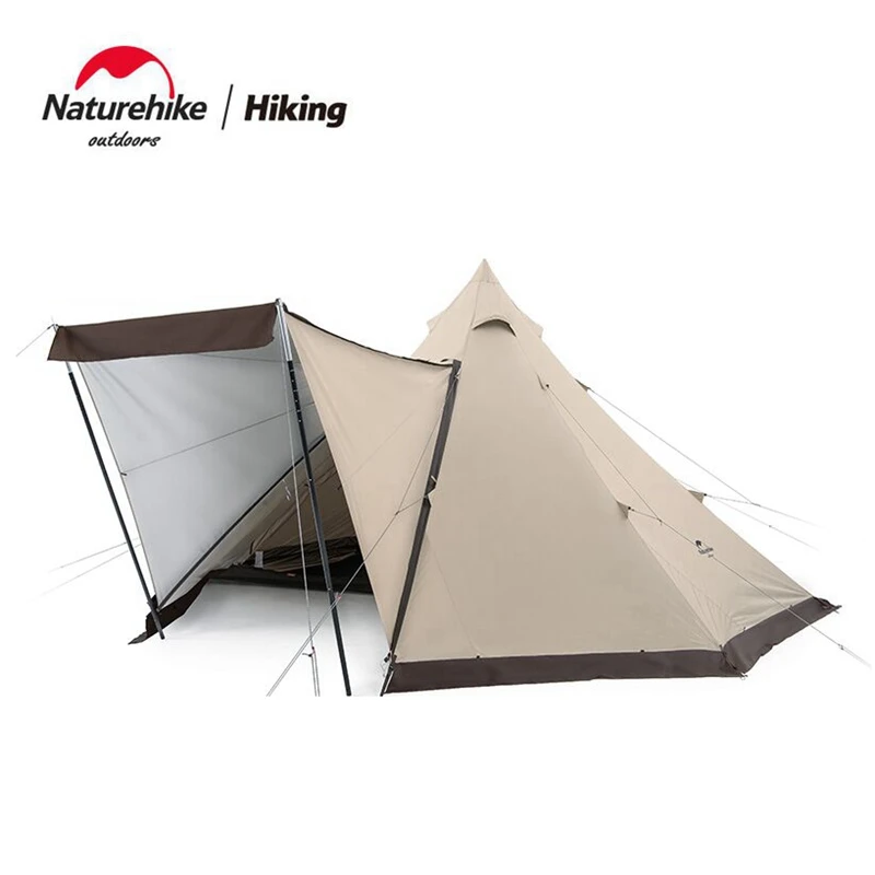 

Naturehike Outdoor Large Tent Pyramid Tent with Snow Skirt 150D Extended Lobby Family Tents for 5-8 People Camping Hiking Picnic