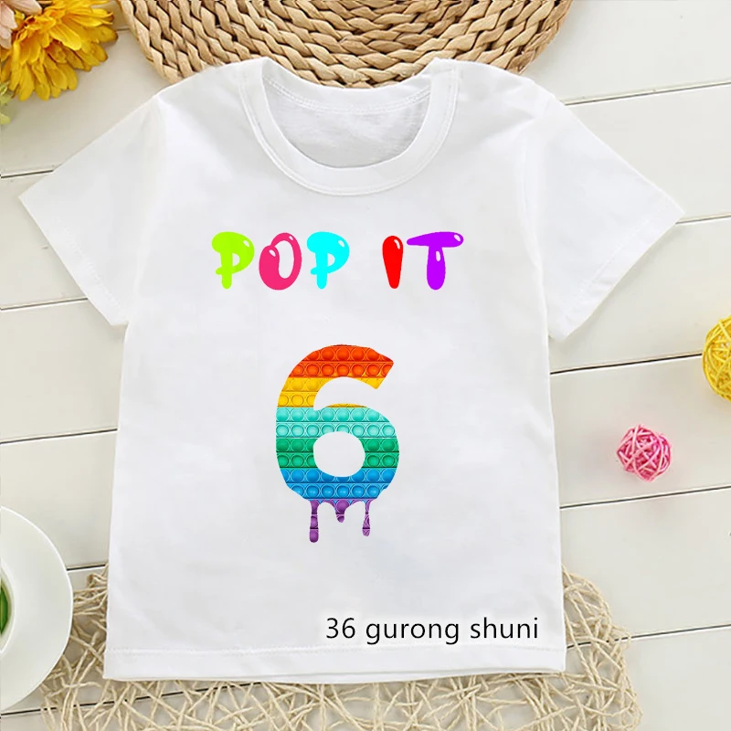 Śliczne śmieszne Pop It T-Shirt z nadrukiem numer 5-10th z okazji urodzin prezent T Shirt dla dzieci T-Shirt Tees Top małe dzieci mała dziewczynka chłopiec