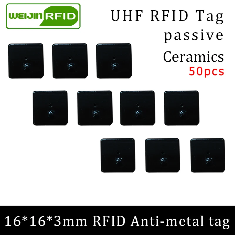 UHF RFID anti-metal tag 915mzh 868mhz impinj NXP 50pcs free shipping tools management 16*16*3mm  small smart card passive RFID t