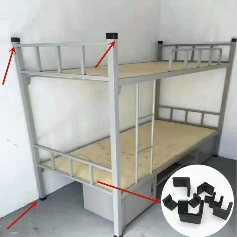 L Shaped Rubber Sleeve Iron bed Pads 8/16Pcs Angle Iron Foot pad cover Black Furniture Floor Non-slip Protector tool