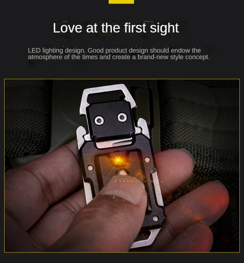 Llavero Mini iluminado para exteriores, portátil, afilado, portátil, para supervivencia, joyería