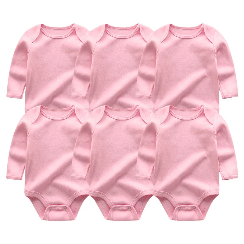 Solid 3/5/6PCS Full Sleeve Unisex Baby Girl Clothes Bodysuit Cotton Newborn Baby Boy Clothes O-Neck Ropa Bebe