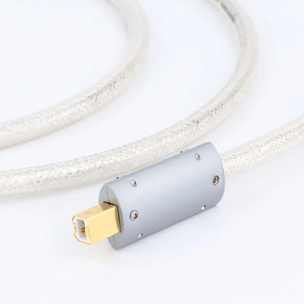 QED OCC Kabel USB A ke B DAC Berlapis Perak Kabel USB HIFI Data Kabel Hifi USB Hi-End DAC