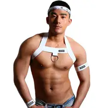 Men’s Leather Bondage Harness with Metal Rings #4