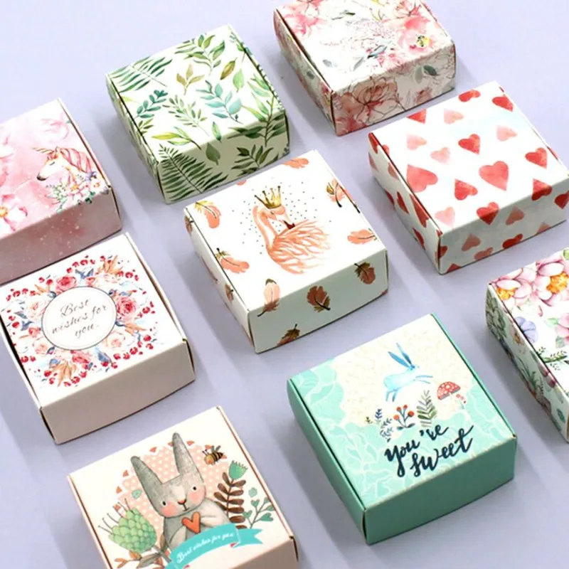 

6.5*6.5*3cm Coulourful small Kraft Paper Gift Box Wedding Party Favor Gift Candy Boxes jewelry Box soap Packaging boxes 200pcs