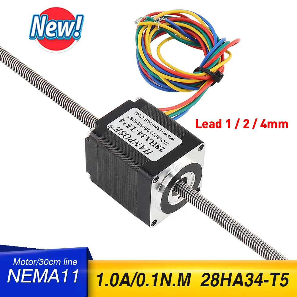 

Т-образный шаговый двигатель NEMA11, 28HA34-T5*4, длина 100, 200, 300 мм, принадлежности для медицинского 3d-оборудования