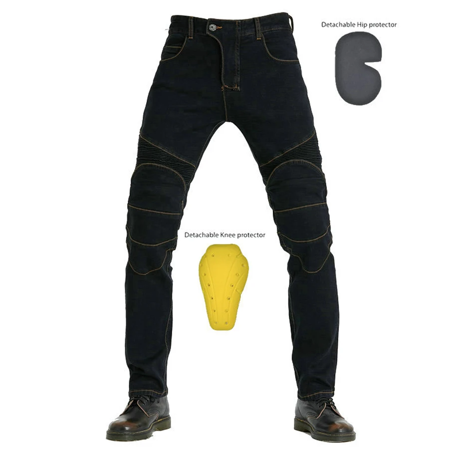 Brand New 4 Season Motorcycle Leisure Motocross Pants Outdoor Riding Jeans With Obscure Protective Equipment Knee Gear Hip Pads