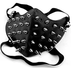 Maschera e occhiali caldi invernali in pelle di cotone nero moda Punk moto Biker Cosplay maschera sportiva antipolvere