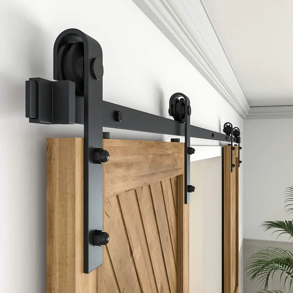 Imagem -02 - Jachor-j-shaped Celeiro Porta Slide Hardware Kit Top Pendurado Rolo Trilho Montagem Conjunto para Porta Dupla 416ft